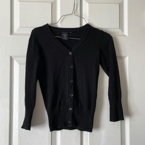 Faded glory black v neck button ribbed knitted sweater cardigan SZ S Small 6
